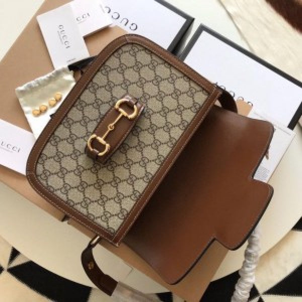 Leather Plain Gucci Horsebit Bag With Og Box