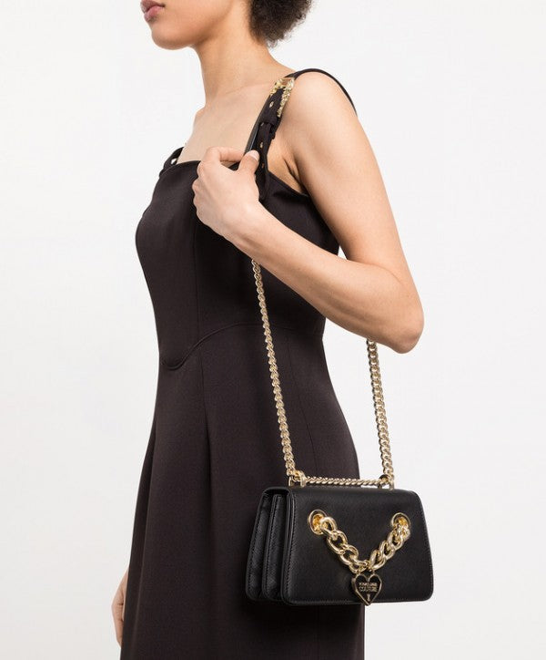 VERSACE JEANS COUTURE Deluxe Chain Black Messenger Bag with box