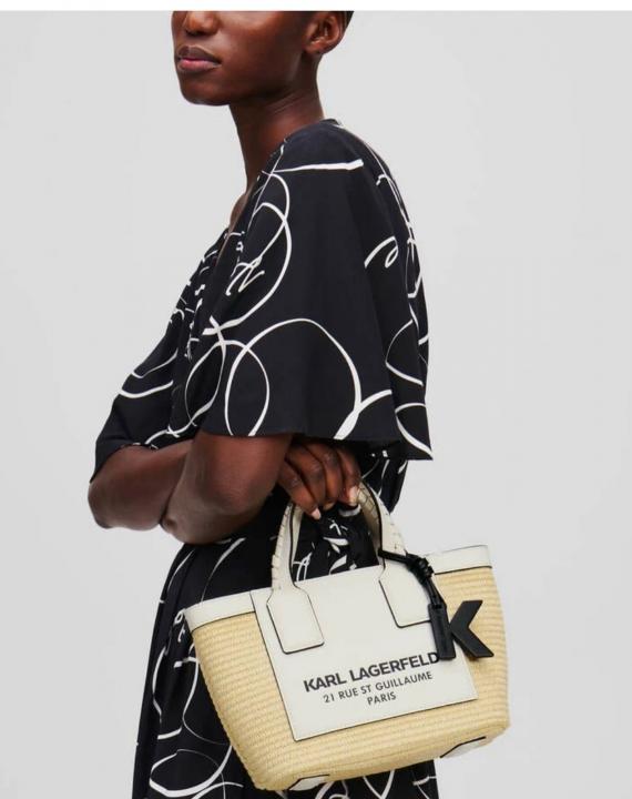 KARL LAGERFELD LEATHER STRUCTURED HANDHELD BAG