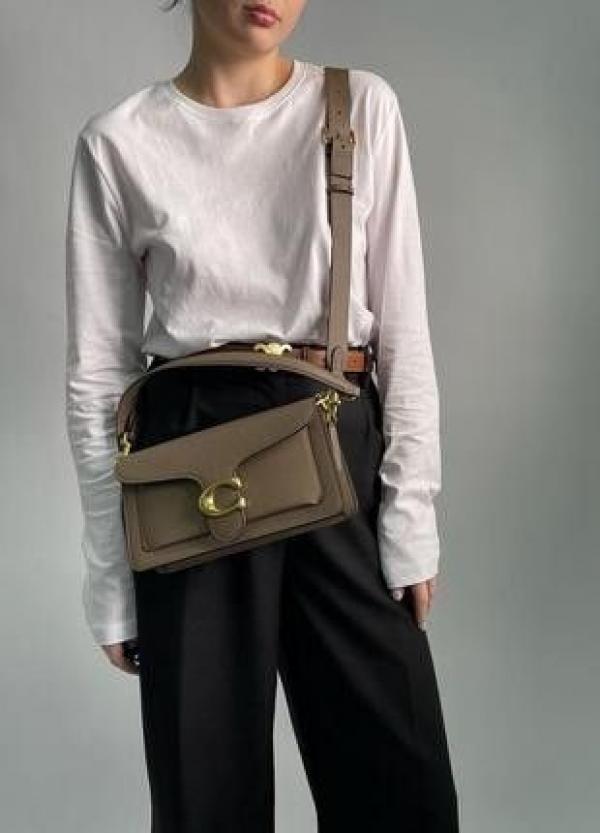 Coaach tabby shoulder bag in dark stone color with box