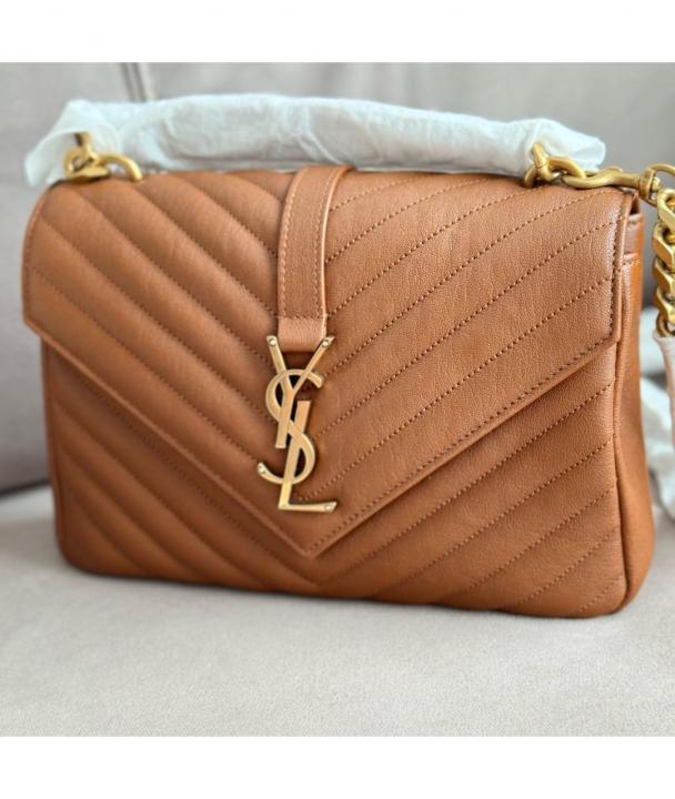 YSL Saint Laurent Womens Brown Envelope small Shoulder Bag with box