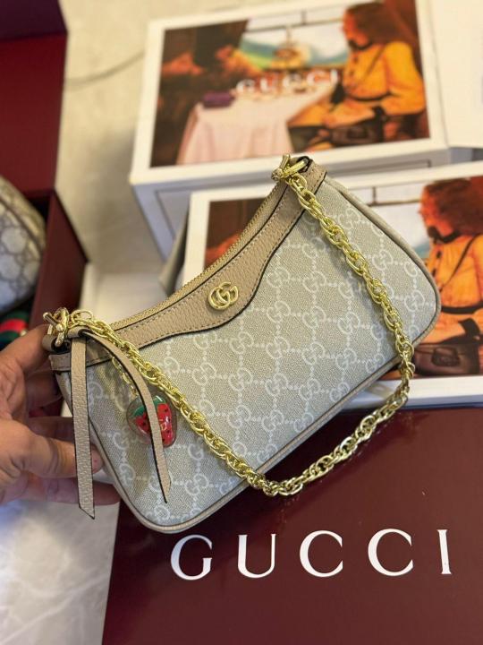 Gucci ophidia gg shoulder bag with cherry zip double box red box packing(carry bag)