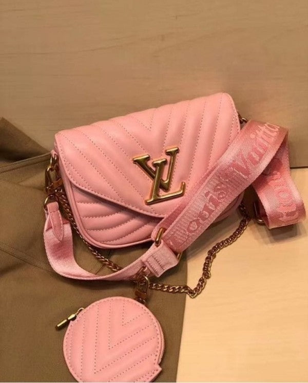 Louis Vuttion LV Multi Pochette Wave With Box & Dust Bag Pouch Sling Belt Sling Chain