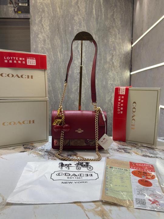 coach Klare Crossbody In Blocked Signature Canvas With box