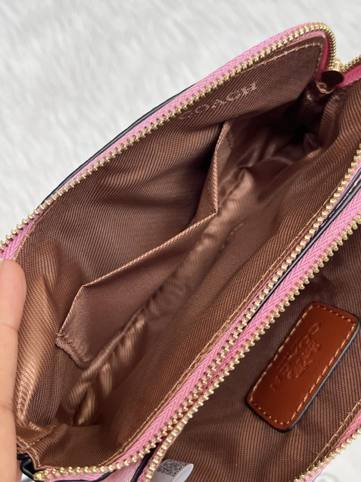 Coacch Dual Zip Wristlet Sling Bag With Original Box & Dustcover Packingh