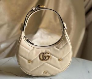 Gucci gg marmont half moon shoulder bag with box