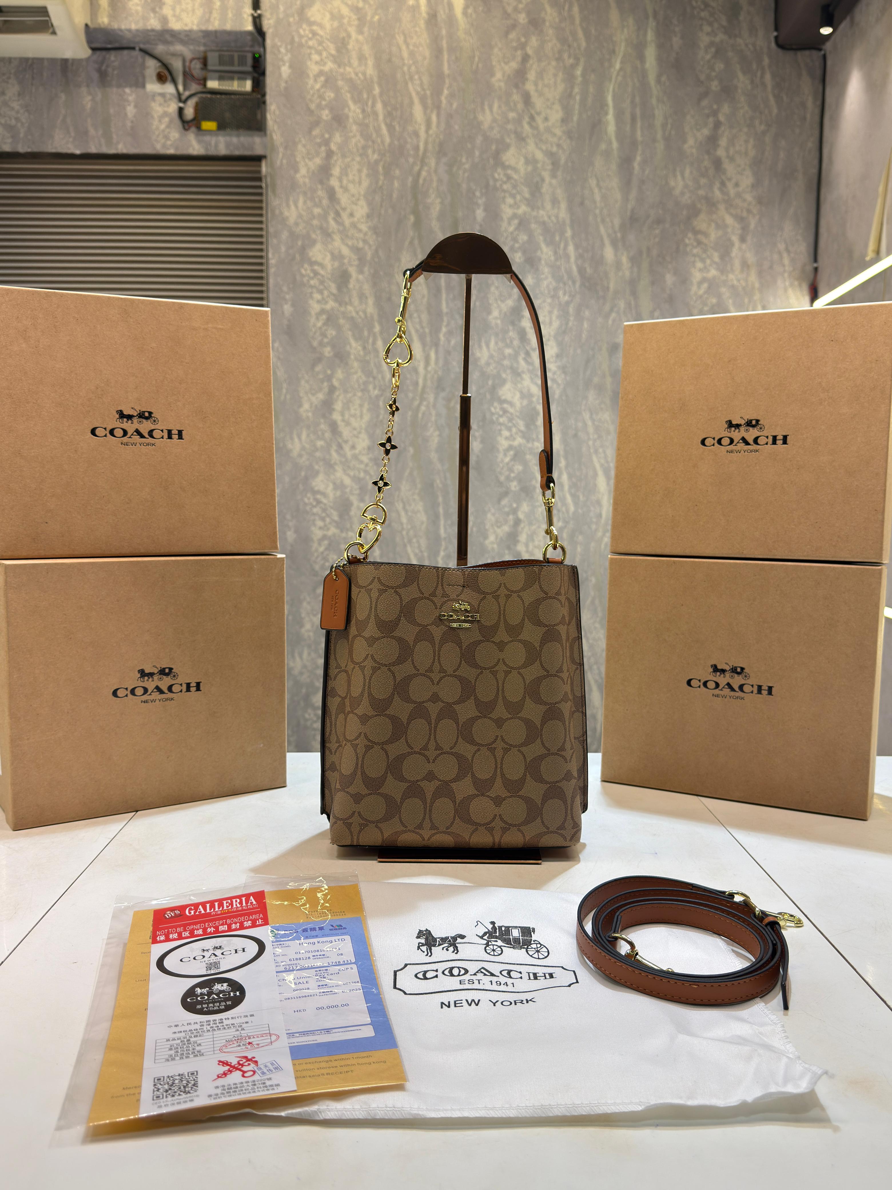 Coach mollie signature bucket bag with extra long sling and carry bag