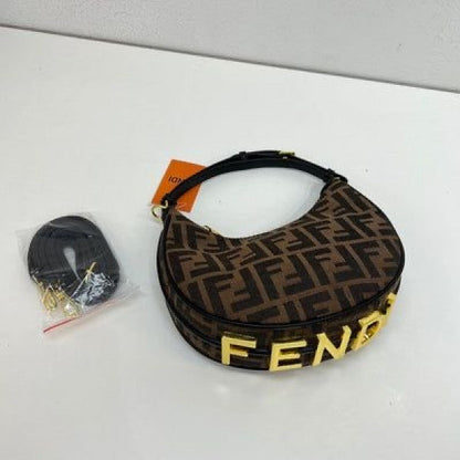 Fendigraphy Small Brown FF jacquard fabric bag