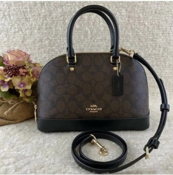 Coach Brown Signature Coated Canvas and Leather Mini Sierra Satchel