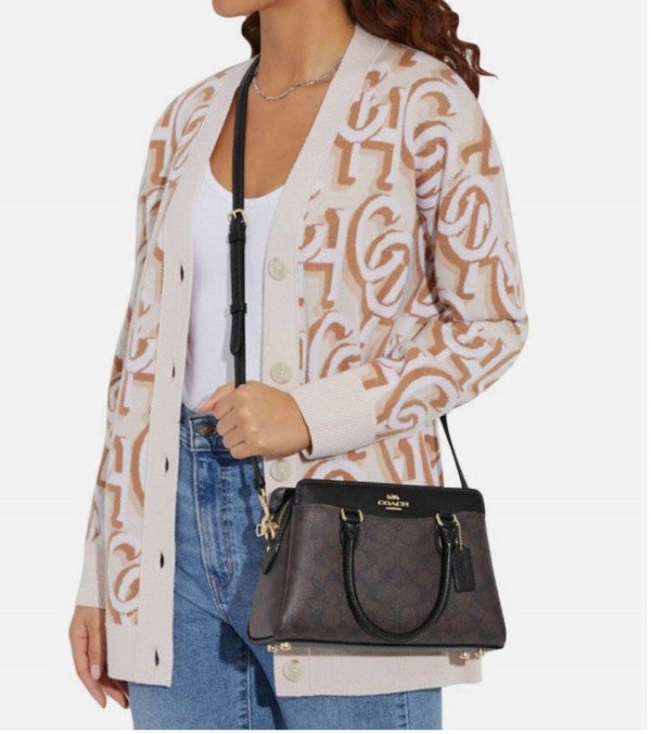 Coaach mini darcie carryall in signature chambray bag with box