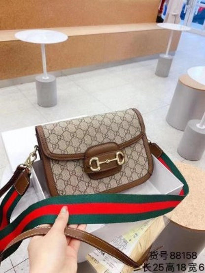 Leather Plain Gucci Horsebit Bag With Og Box