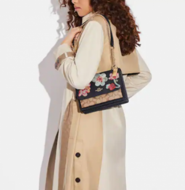 Klare Crossbody Bag In Signature Canvas With Floral Embroidery