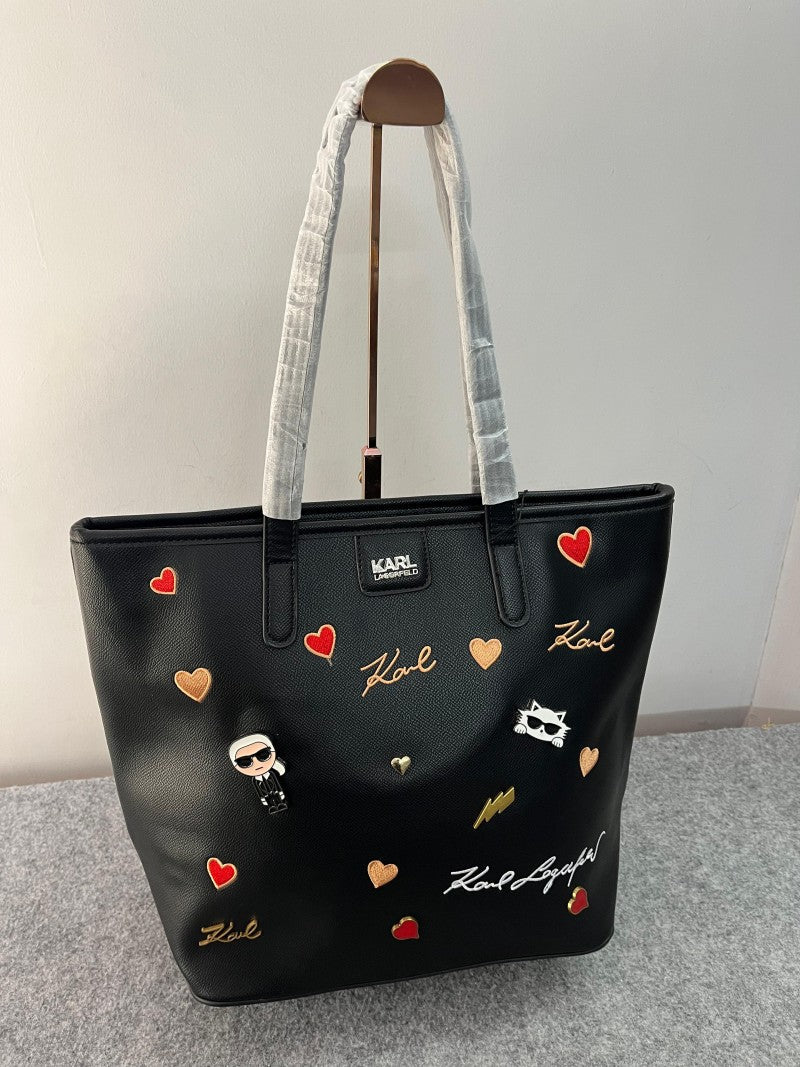 Karll Lagerfeld Embossed Logo Tote Para Mujer Original With Dust Bag