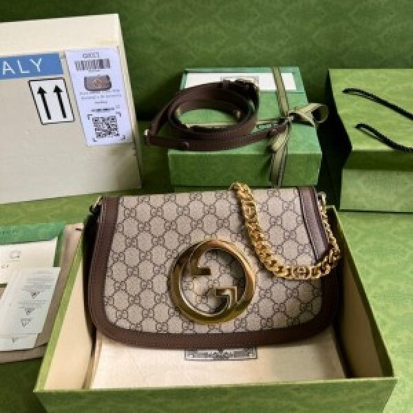 Gucci 699210 Blondie Bag In GG Coated Canvas Leather bag with box
