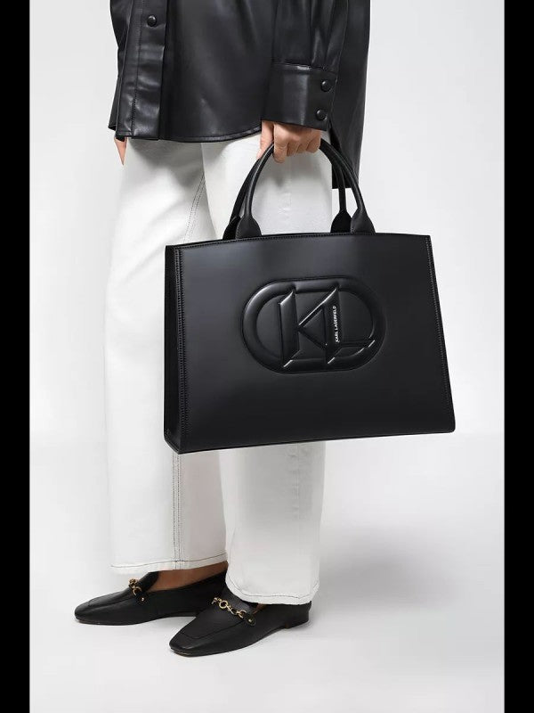 KARL LAGERFELD LEATHER STRUCTURED HANDHELDBAG