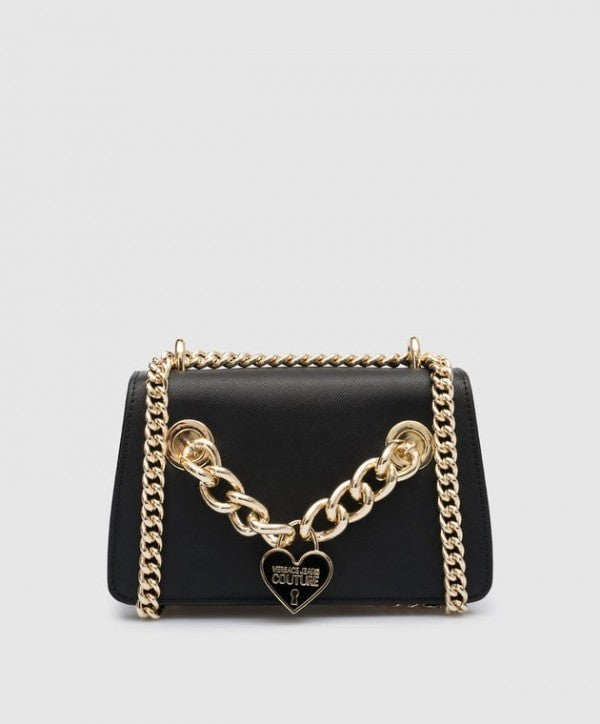 VERSACE JEANS COUTURE Deluxe Chain Black Messenger Bag with box