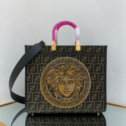 Fendii Versace Premium Studded Logo Tote Bag with dust cover