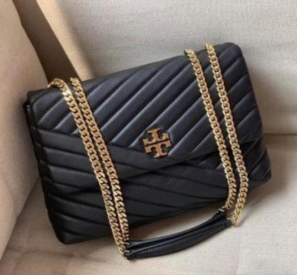 TORY_BURCH KIRA CHEVRON CONVERTIBLE BLACK WITH BOX