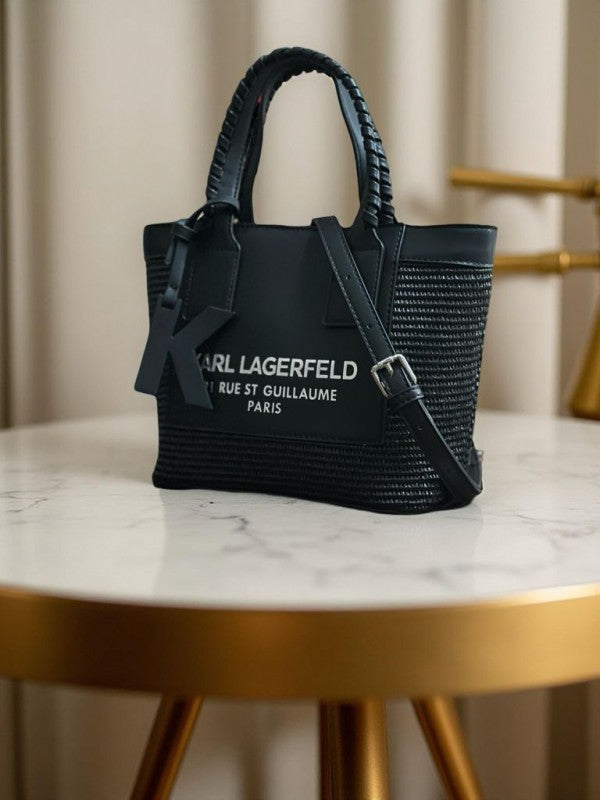 KARL LAGERFELD LEATHER STRUCTURED HANDHELD BAG