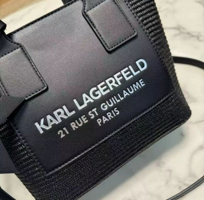 KARL LAGERFELD LEATHER STRUCTURED HANDHELD BAG