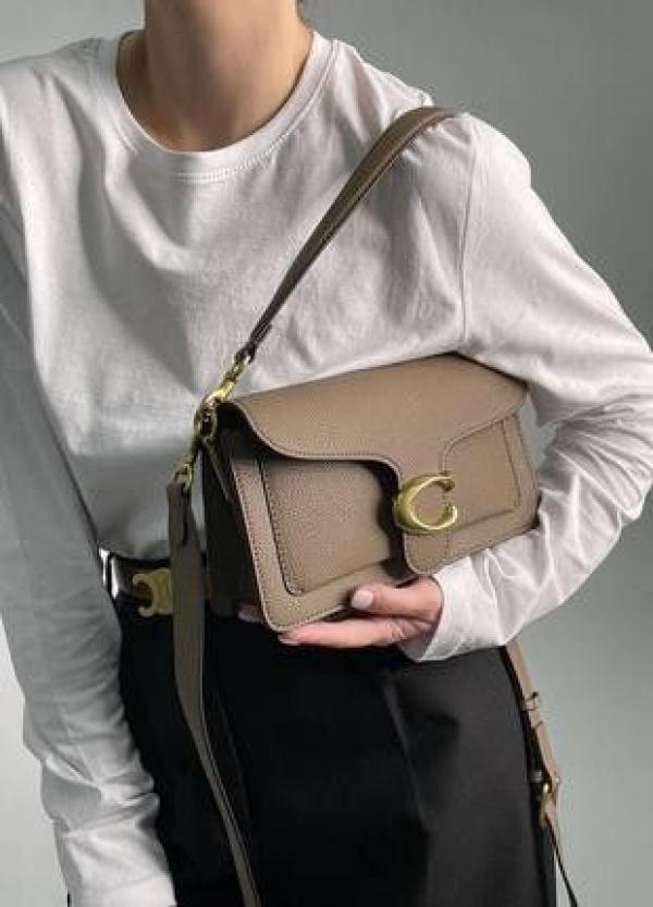 Coach tabby 26 shoulder bag in dark stone color with box