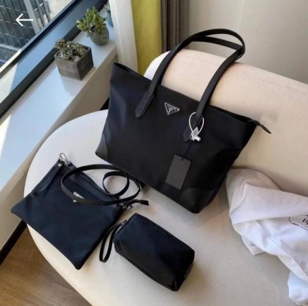 Prada Nylon Tote Bag With Dustbag Pouch Wallet Slingbelt