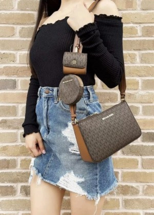 Michael Kors Jet Set Travel Crossbody Bag With Box Dust Bag Sling Belt Coin pouch Earpod Card