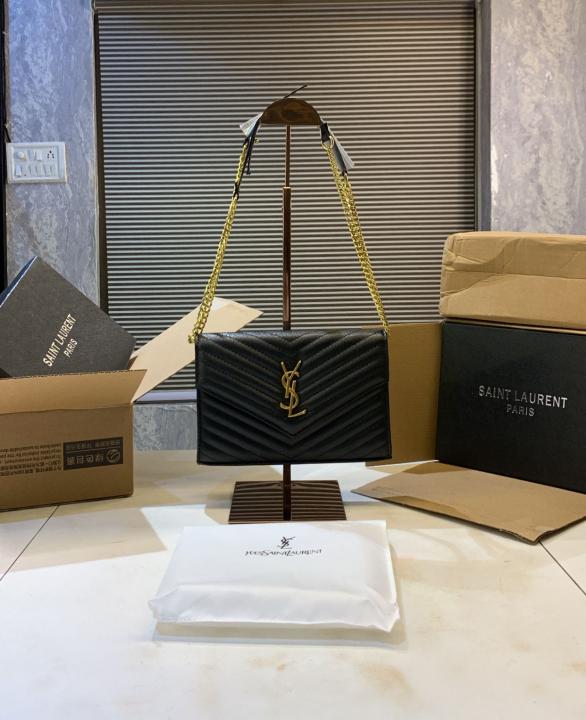 YSL SAINT LAURENT COLLEGE MEDIUM CHAIN BAG khaki dubble box packing