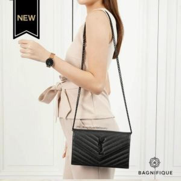 YSL SAINT LAURENT COLLEGE MEDIUM CHAIN BAG khaki dubble box packing