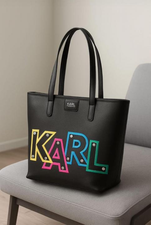 KARL LAGERFELD LEATHER STRUCTURED HANDHELD BAG