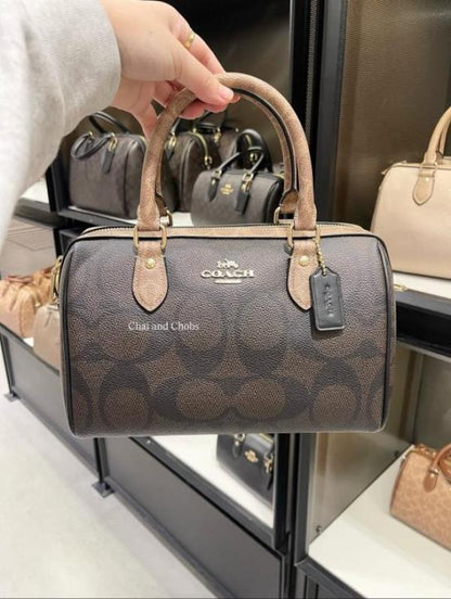 Coach Rowan Satchel In Signature Blocked Bag With Box Dustbag SlingBelt