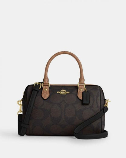 Coach Rowan Satchel In Signature Blocked Bag With Box Dustbag SlingBelt