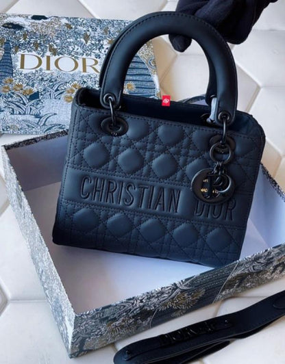 Christian Dior D-Lite Cannage Ultra Matte Handbag With Box DustBag SlingBelt