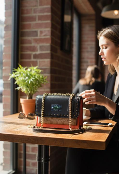 coach Klare Crossbody In Blocked Signature Canvas With box