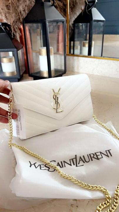 YSL SAINT LAURENT Grain De Poudre Matelasse Chevron Medium Monogram Satchel with box