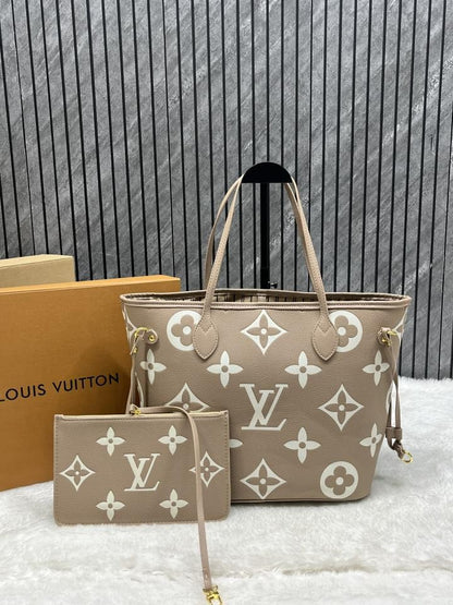 LOUIIS VUTTIION NEVERFULL chex PATTERN PREMIUM QUALITY WITH OG BOX