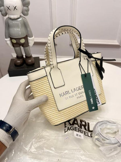 Karrl Lagerfeld Small guillaume raffia Leather Totebag