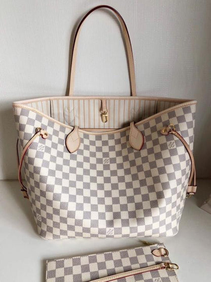 LOUIIS VUTTIION NEVERFULL chex PATTERN PREMIUM QUALITY WITH OG BOX