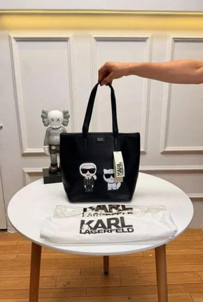 Karll Lagerfeld Embossed Logo Tote Para Mujer Original With Dust Bag