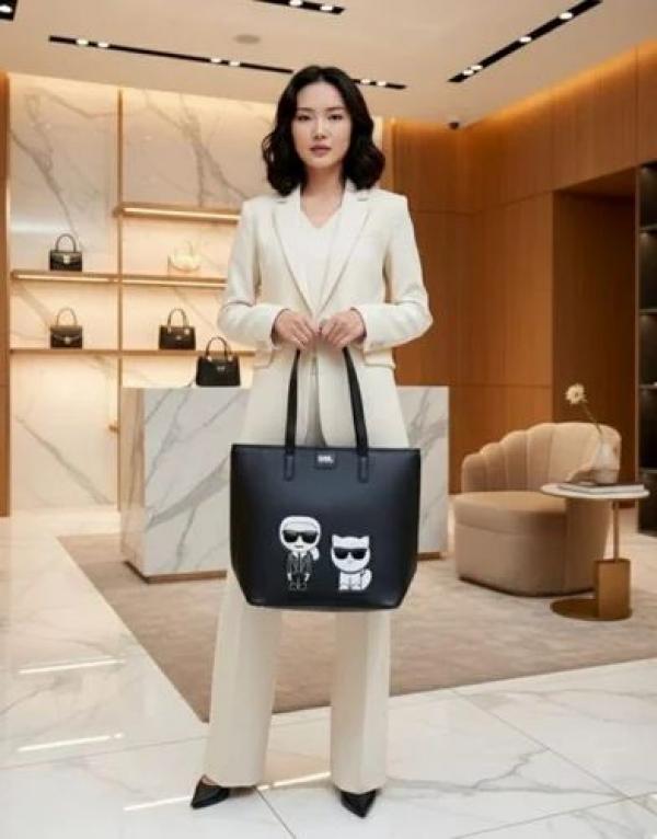 Karll Lagerfeld Embossed Logo Tote Para Mujer Original With Dust Bag