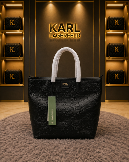 Karll Lagerfeld Embossed Logo Tote Para Mujer Original With Dust Bag