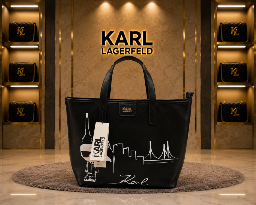Karll Lagerfeld Embossed Logo Tote Para Mujer Original With Dust Bag