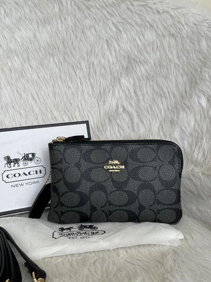 Coacch Dual Zip Wristlet Sling Bag With Original Box &amp; Dustcover Packingh