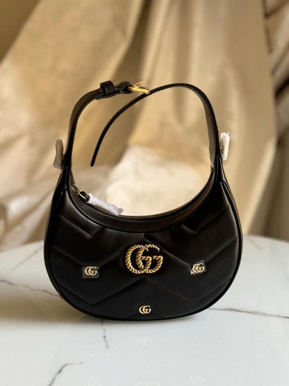 Gucci gg marmont half moon shoulder bag with box