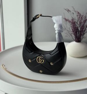 Gucci gg marmont half moon shoulder bag with box