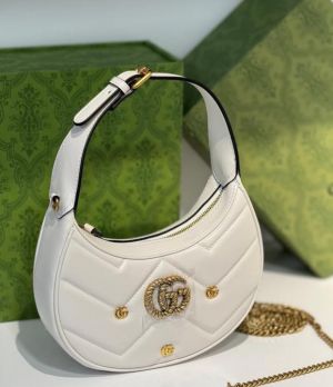 Gucci gg marmont half moon shoulder bag with box