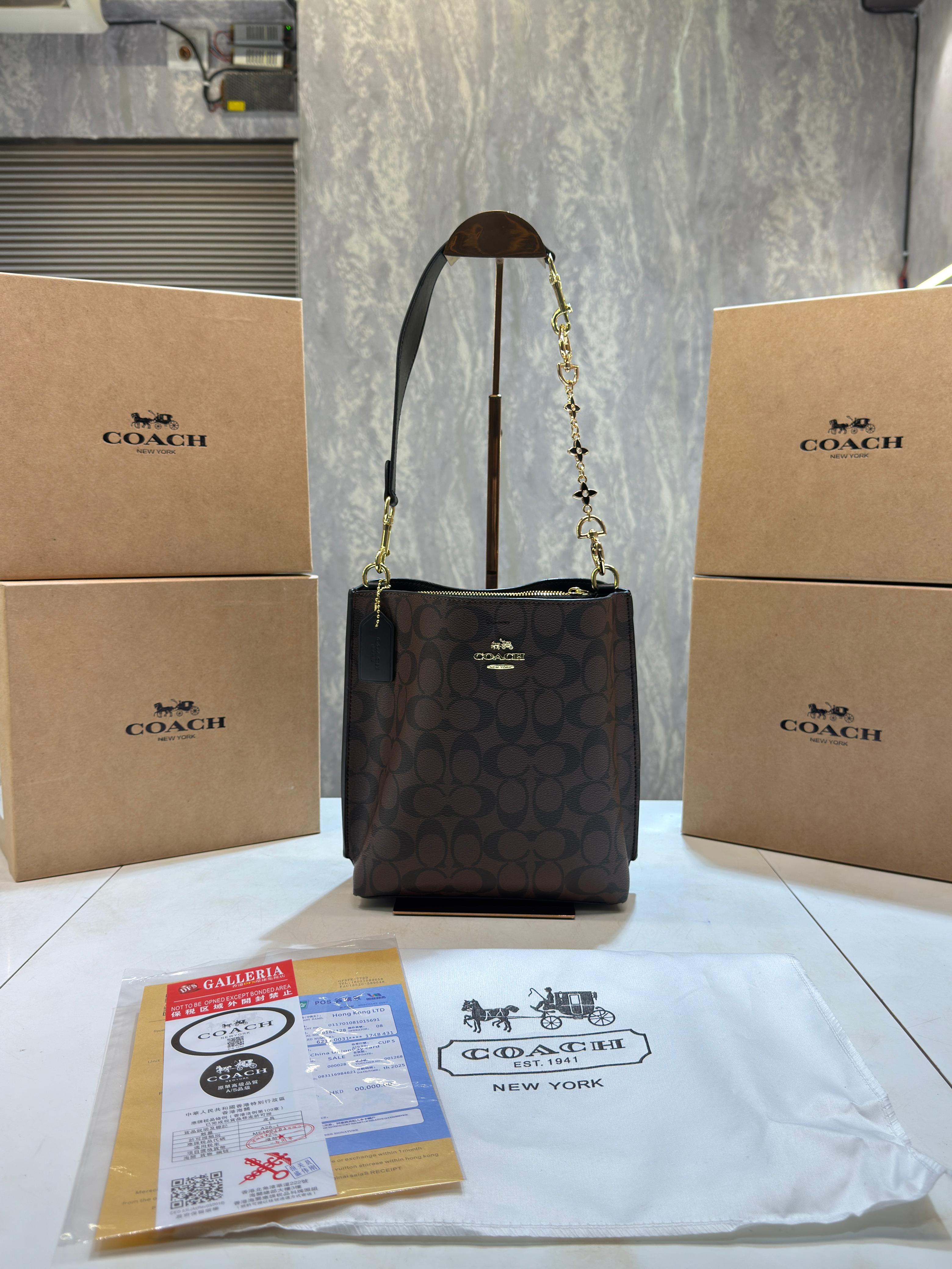 Coach mollie signature bucket bag with extra long sling and carry bag