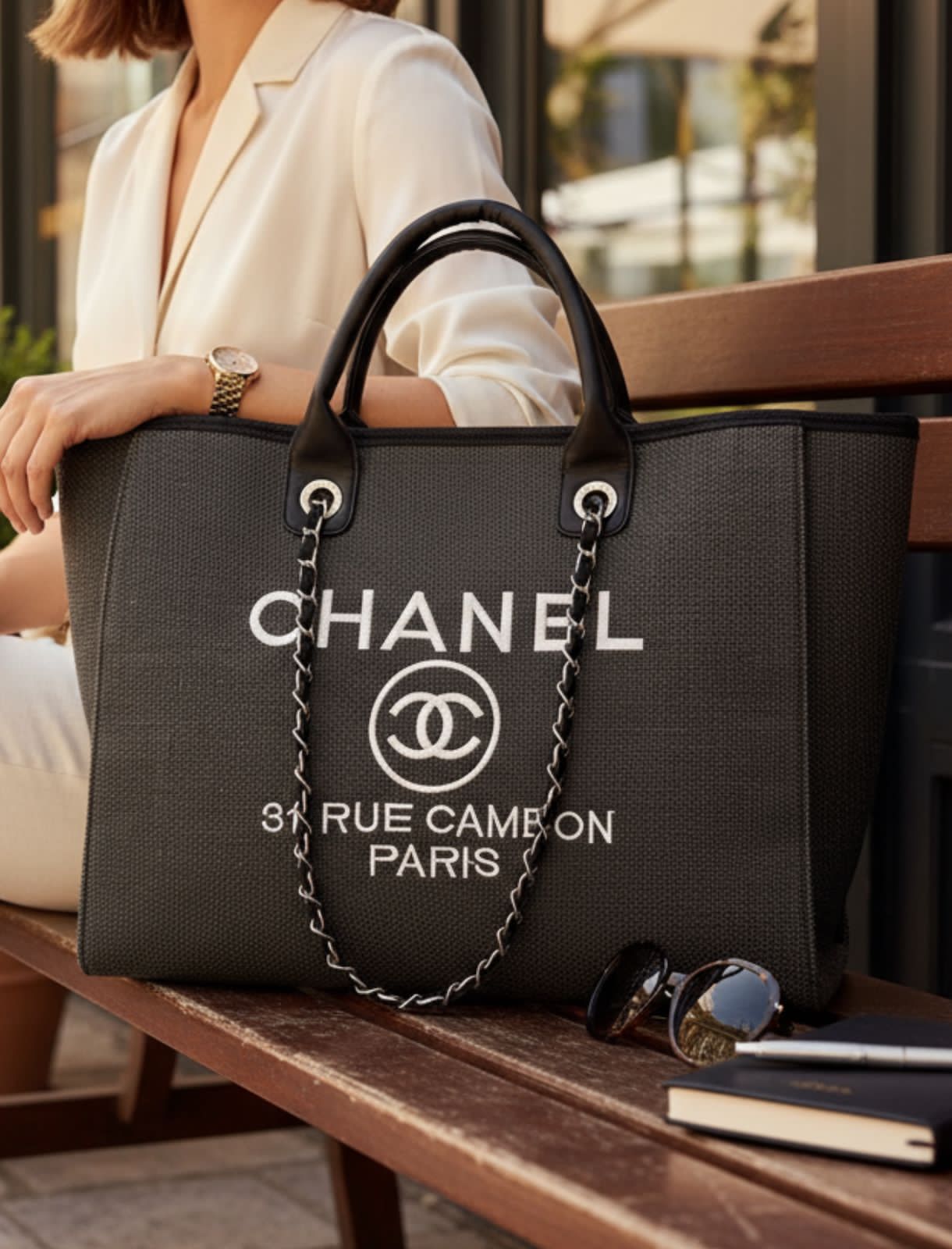 Channel Small Deauville Tote Bag With Dust Cover premium quality