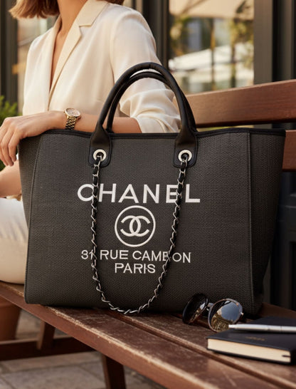 Channel Small Deauville Tote Bag With Dust Cover premium quality