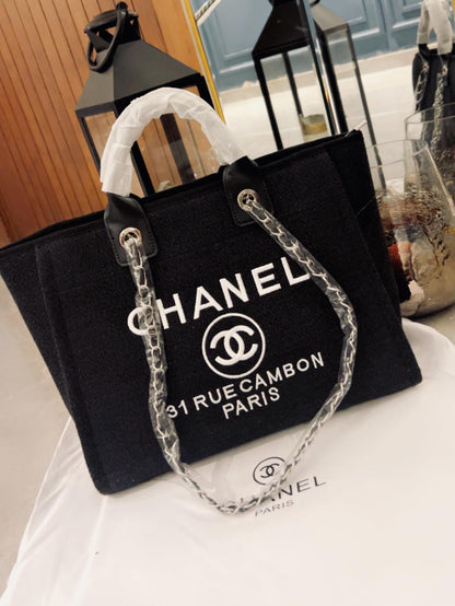 Channel Small Deauville Tote Bag With Dust Cover premium quality